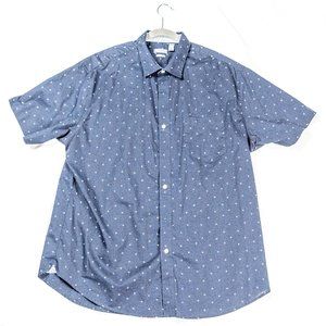 Men's Van Heusen Size XL Short Sleeve Button Up Shirt Navy with White Planes